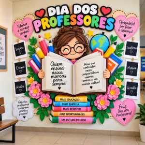 🌟📚 PAINEL 3D – DIA DOS PROFESSORES 🍎💖